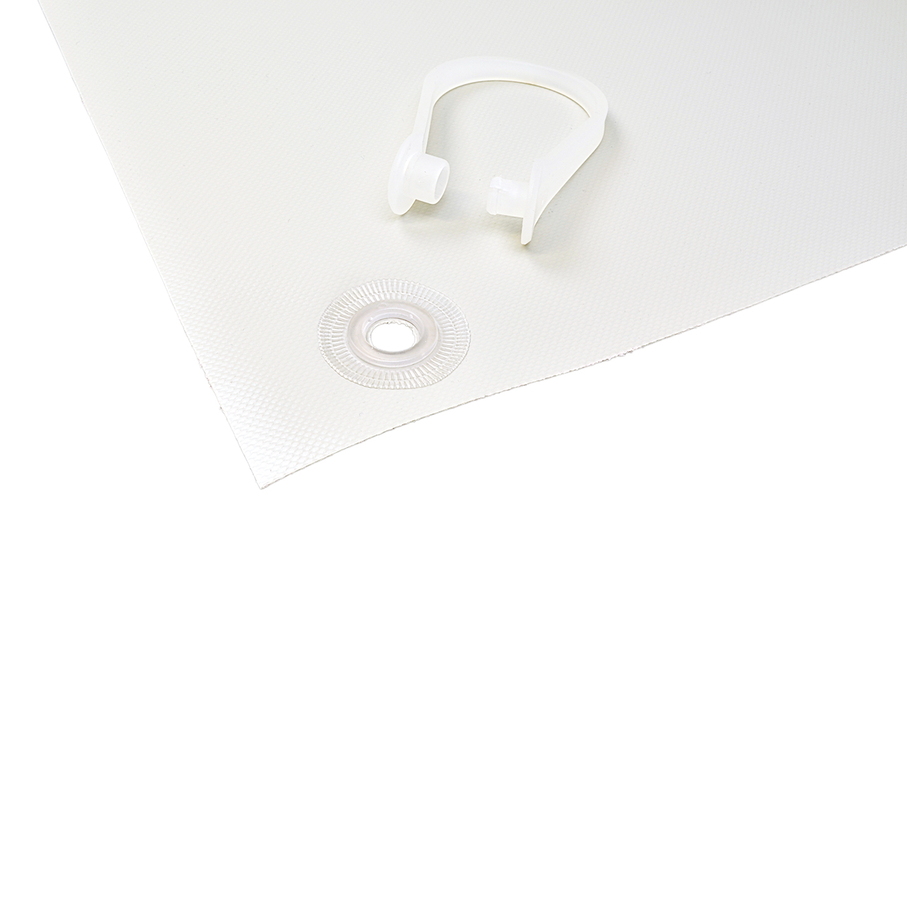 Schutzvorhang aus PVC-Strukturgewebe, B1, lichtgrau, mit Kunststoffringen