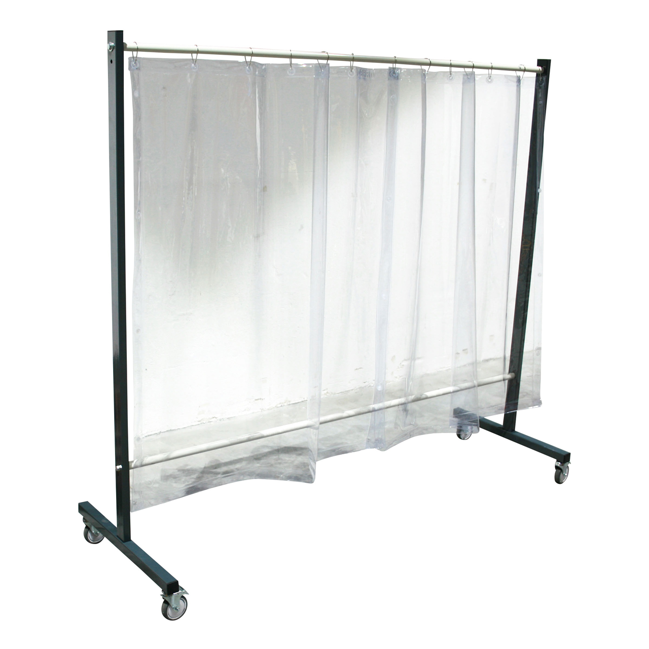 SST3 Schutzwand, 2,0 x 2,15 m, fahrbar, mit Vorhang 0,4 mm, 1,60 m lang, klar