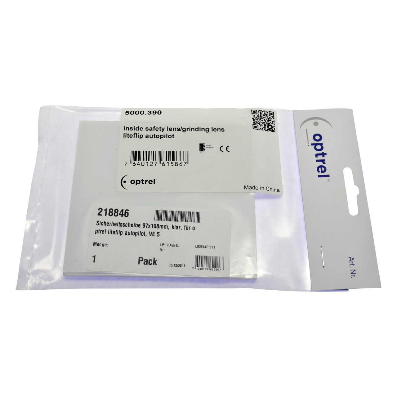 Sicherheitsscheibe für optrel® liteflip autopilot, 97 x 108 mm, klar, 5 Stück