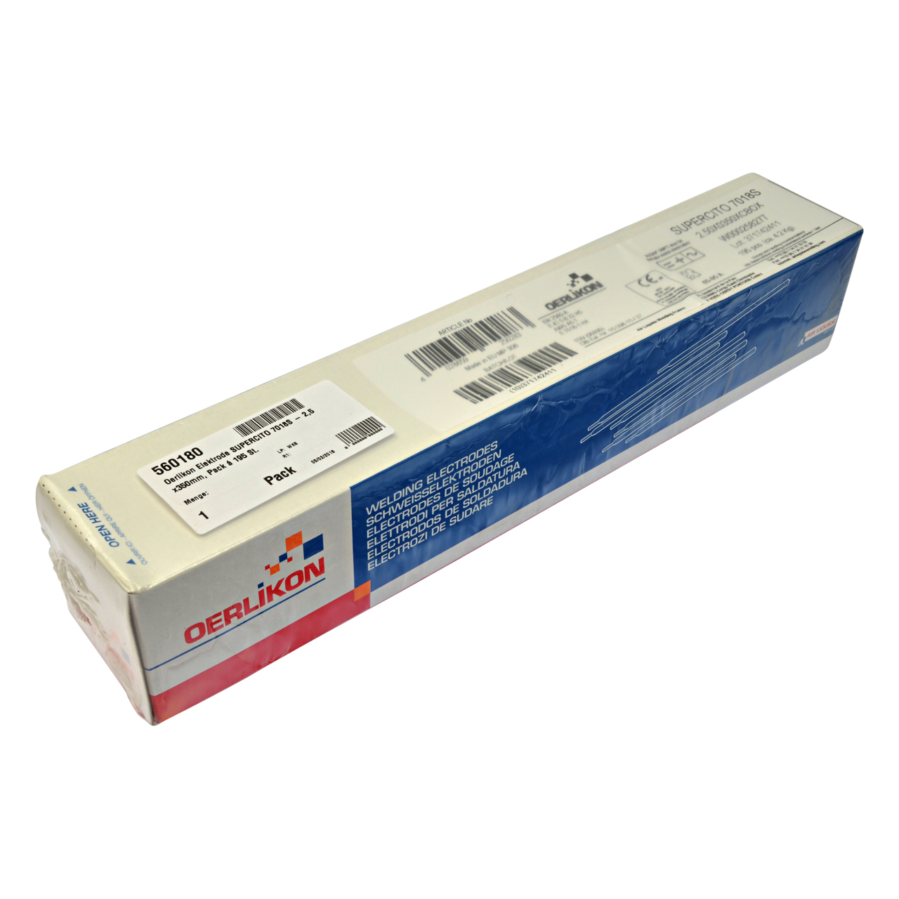 Schweißelektrode OERLIKON SUPERCITO 7018S, Ø 2,5 x 350 mm, 195 Stück/Pack, 4,2kg