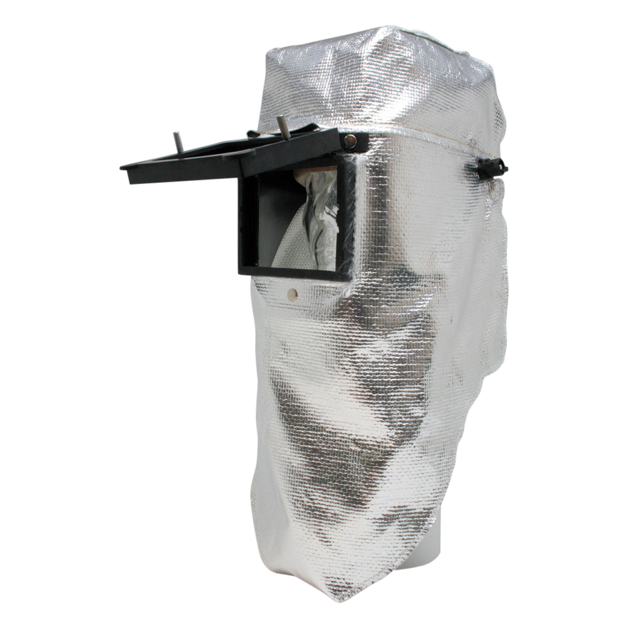 Kopfhaube aus Hitzeschutzgewebe mit Kopfband und Klapprahmen, hinten offen