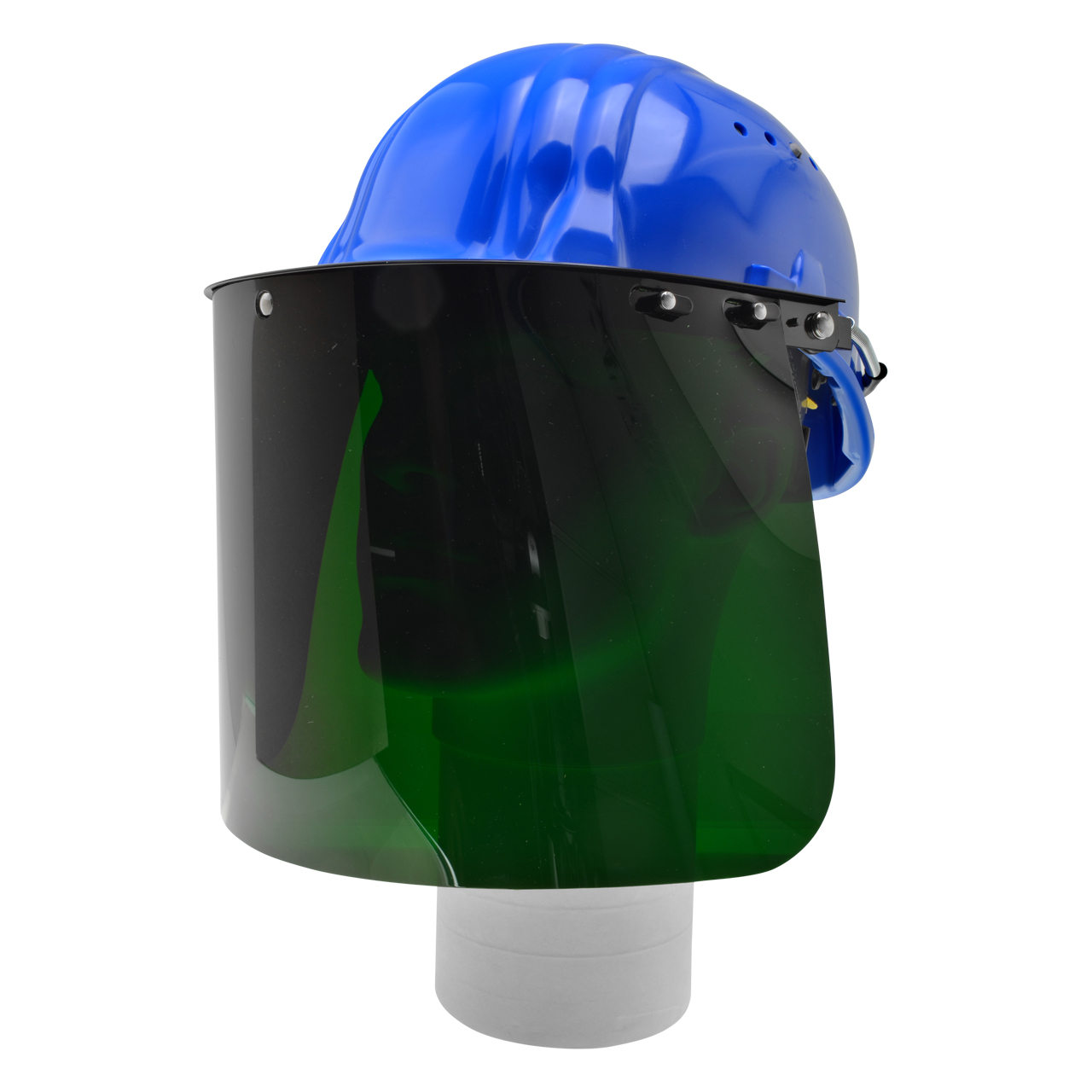 Anbauvisier mit Federzug für Arbeitshelme, mit PET-G Scheibe, DIN 5, ohne Helm