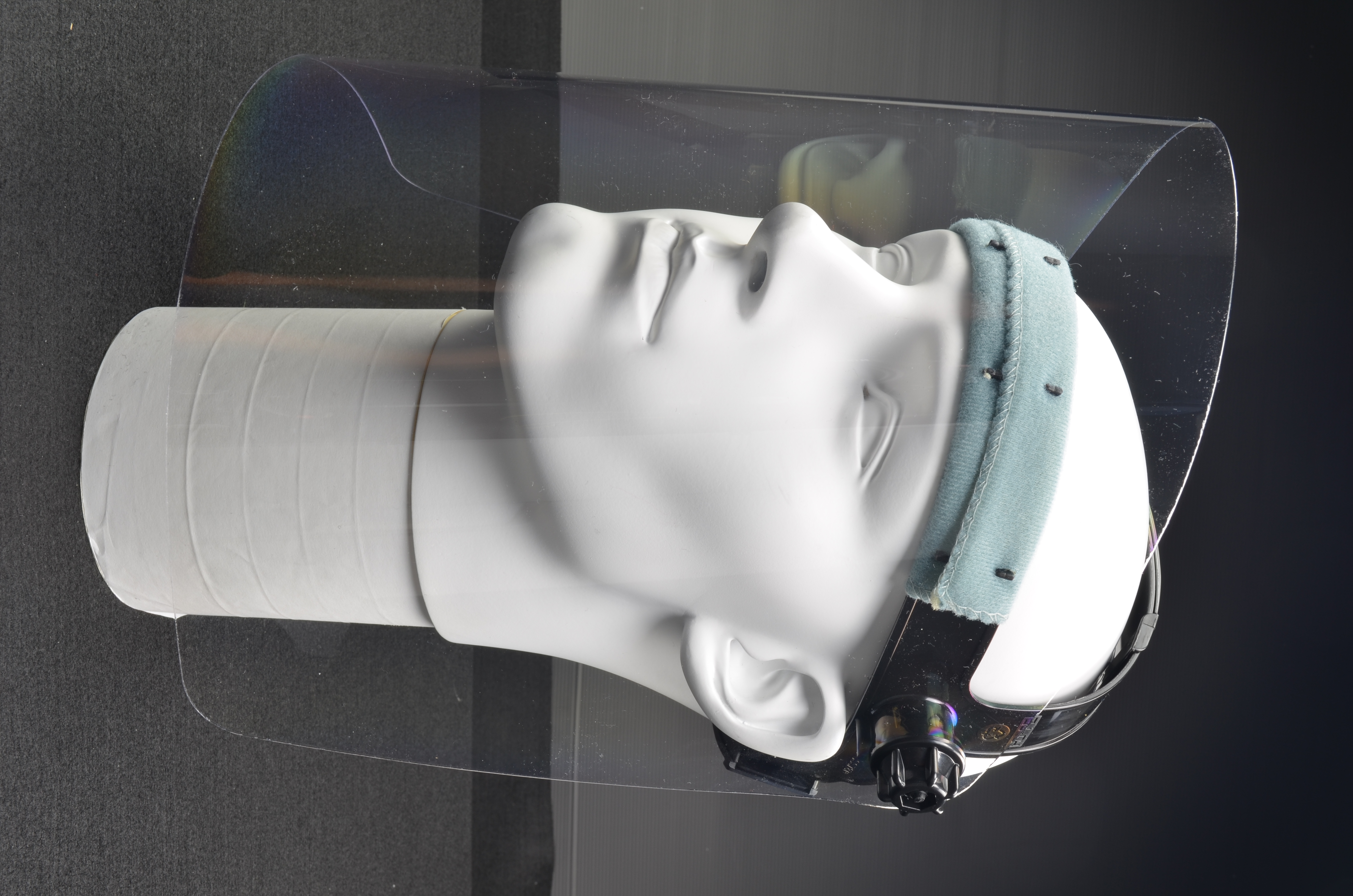 Gesichtsschutz, klar, Kopfhalterung mit klappbarer PET-G Scheibe 460x280x1