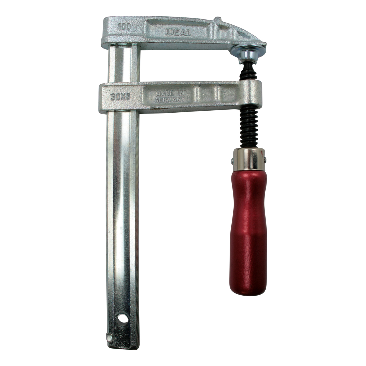 Pol-Zwinge mit Holzgriff, 600 A, 100 x 200 mm, Ø 10,5 mm, Made in Germany